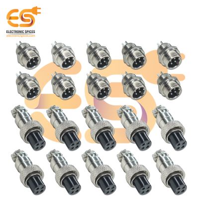 GX12 4 Pin 5A Male and Female Metal Aviation Connector Pack of 20 Pair